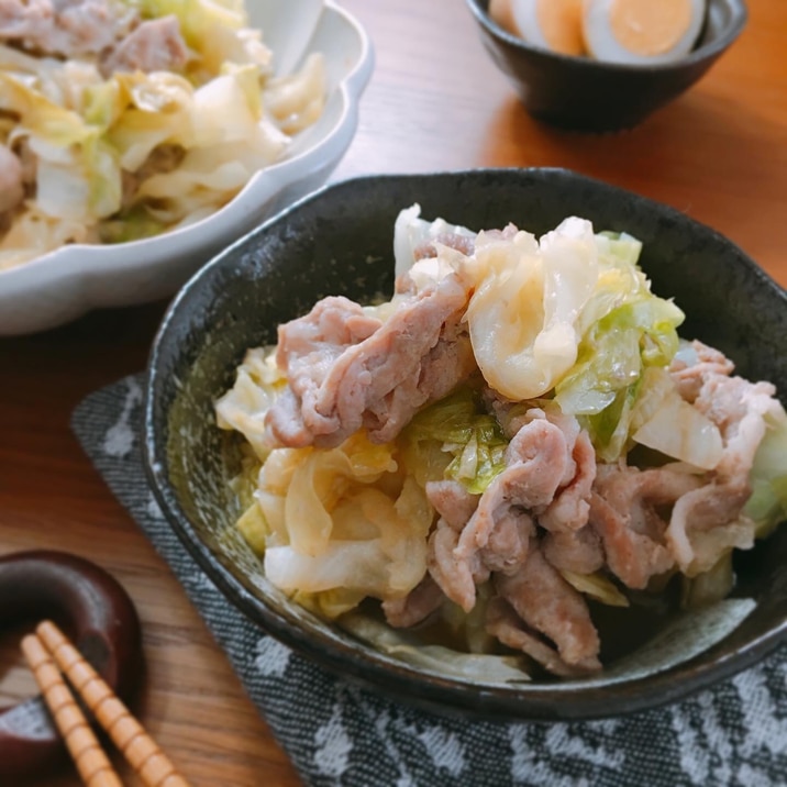 包丁不要♡キャベツと豚肉のバターポン酢